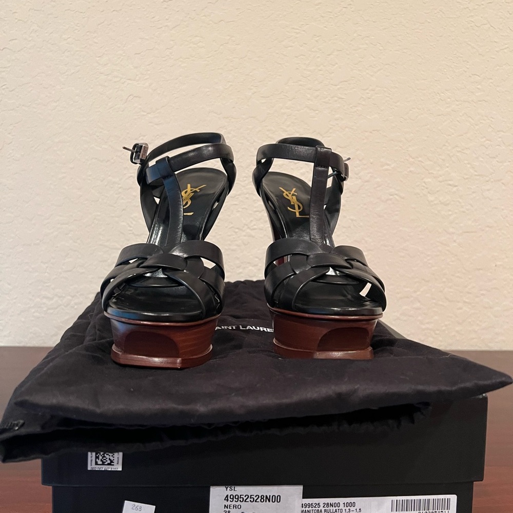 Yves Saint Laurent Black and Brown Platform Shoes